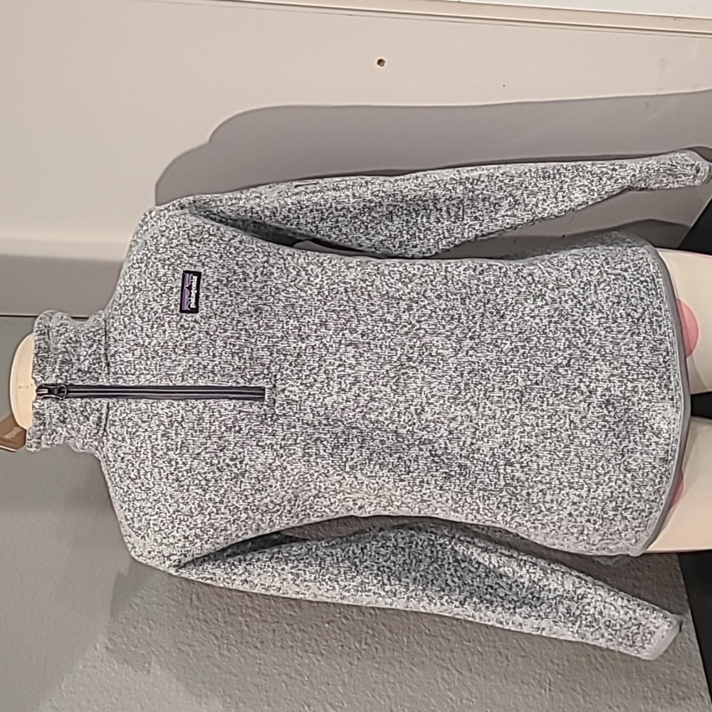 Patagonia Girl's Better Sweater 1/4 Zip Jacket - Large (12) - Gray/White